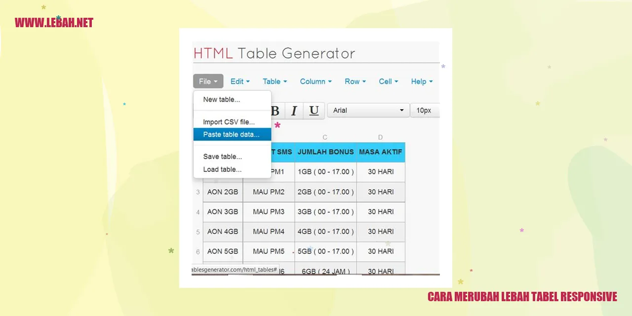 Cara Merubah Lebah Tabel Responsive